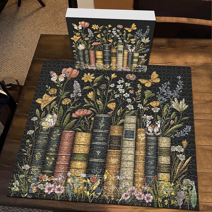 Wildflowers Puzzles for Adults 1000 Pieces, PICKFORU Wildflower Pages Jigsaw Puzzle, Vintage Book Puzzles for Book Lover, Plant Floral Flowers Puzzle as Home Decor