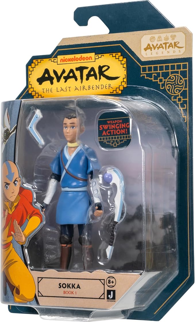 Jazwares Avatar: The Last Airbender Sokka (Book One) - 4.5-Inch Scale Figure with Water Whip and Battle Action