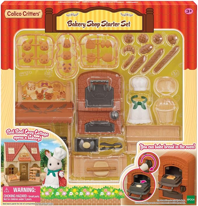 Calico Critters - Bakery Shop Starter Set for Red Roof Cozy Cottage - Dollhouse Furniture – Kids Pretend Play Toy, Miniature Dollhouse Furniture & Accessories Add-On, Ages 3+