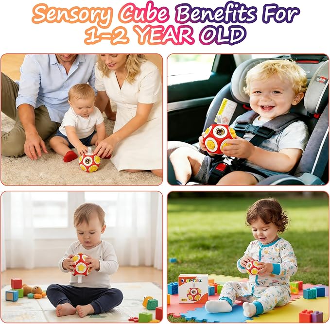 Busy Cube for Toddlers 1-3,12-in-1- Montessori Sensory Activity Cube with Children's Intellectual Development Learning,Educational Learning Gifts for Boys & Girls