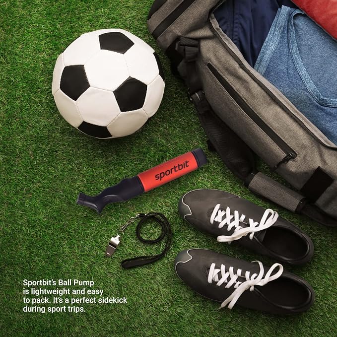 SPORTBIT Ball Pump for Sports Balls - Push & Pull Inflating System - Hand Pump for Exercise Balls - Volleyball Pump, Basketball Inflator, Ball Air Pump - Goes with 5 Needles Set