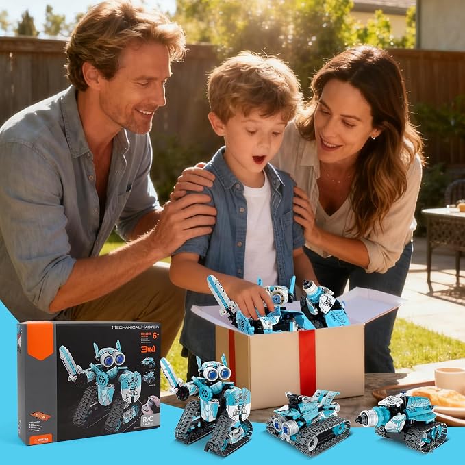 Robot Building Kit, Educational STEM Toys & Birthday Gifts for 6 7 8 9 10 11 12+ Year Old Boys Kids, 3 in 1 DIY Science RC Robotics Sets with APP and Remote Control Projects