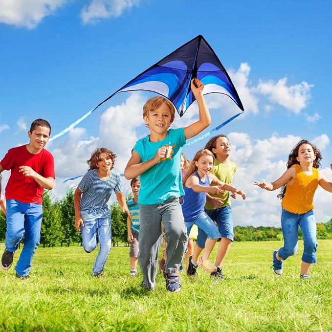 Delta Kite Set for Kids and Adults,Extremely Easy to Launch for Beginners, Perfect for Beaches and Parks,ites for Beach Trip Park Family Outdoor Games and Activities (Speed Triancle - BL, 1)