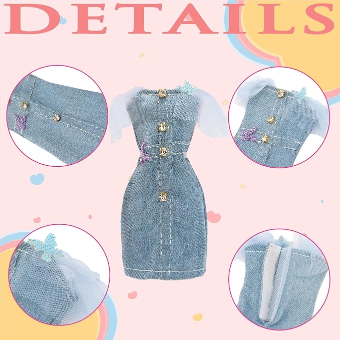 15 PCS Doll Clothes & Accessories Includes 5 Stylish Doll Outfit, Hooded Wear, Dress, Jacket, Casual Clothing with 5 Pairs of Shoes 5 Accessories for 11.5 Inch Girl Dolls Fashion Set