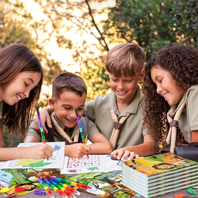 BenLouis 24 Pcs Jungle Safari Mini Coloring Books Kids Zoo Animals Party Favors Small Activity Books Bulk for Kids Wild One Birthday Goodie Bags Stuffers Return Gifts Classroom Travel