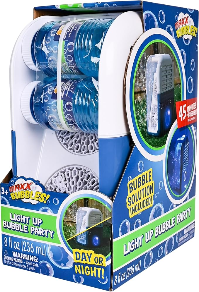 Light Up Portable Bubble Blower Party Machine, 20,000+ Bubbles Per Minute, Rechargeable, Wedding, Holiday Party, Birthday Party, Pool Party, Bubble Machine, Bubbles, Includes Bubble Solution