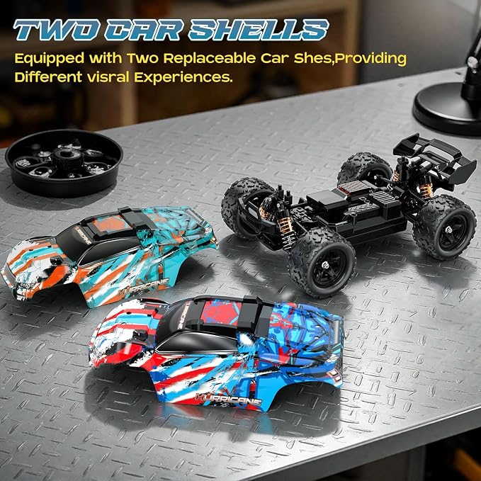 YESHIN 1:18 RC Cars 40km/h Speed 4X4 Off Road Remote Control Car, Waterproof Electric Powered All Terrain Toys Vehicles with 2 Rechargeable Batteries 2 Shells, Xmas Gifts for Kid and Adults