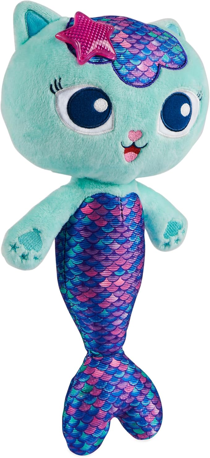Gabby’s Dollhouse, 14-inch Interactive Talking MerCat Plush Kids Toys with Lights, Music and Phrases Stuffed Animals for Girls and Boys Ages 3 and up