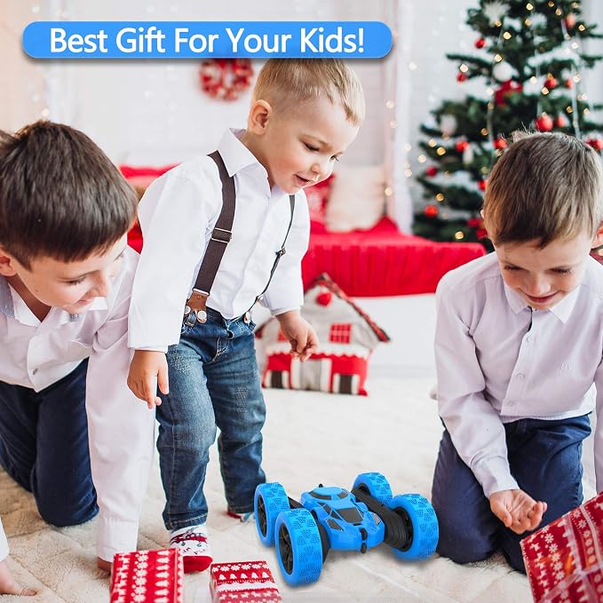 Hamdol Remote Control Car for Kids, 360° Rotating RC Stunt Car Double-Sided 4WD Electric Vehicle with LED Lights, 2.4GHz Rechargeable Toy Cars for Boys Girls Age 6 7 8 9 10 11 12, Birthday Gift