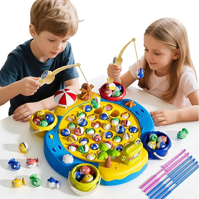 ORANGE OCEAN 66 PCS Magnetic Fishing Games for Kids Ages 4-8, Toddler Board Games for Kids 4-6 8-12, Toys for 3 4 5 6 Year Old Boys Girls, Ideas Birthday Gifts for Boys Girls 3-5 6-8