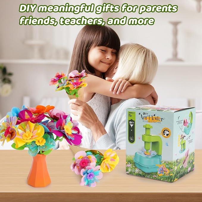 Flower Craft Kits for Kids, Arts and Crafts Activity Toys Set for Girls Ages 4-10, Birthday Gifts for 4 5 6 7 8 9 Year Old Girls, DIY Flower Making Kit for Kids, Creative Toys Gifts for Preschool
