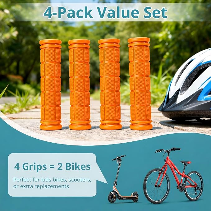 CHUNZEXI 4 PCS Bike Handlebar Grips, Rubber Bicycle Bar Grips Replacement, Non-Slip Handle Grips for Kids Bikes, Scooters, BMX, Mountain & Cruiser Bikes