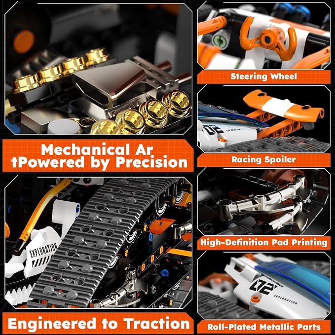 HPROMOT 2 in 1 STEM Crawler Robot Building Kit, App & 2.4G Remote Control Transformable Tracked Vehicle Coding Technic Blocks, Educational Engineering Science Gift for Boys Girls Ages 8-14