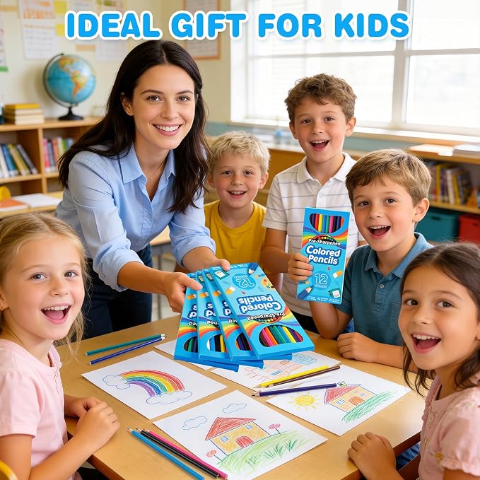 V-Opitos 168 Count Colored Pencils for Kids, 14 Pack Bulk Colored Pencils, 12 Colors Pre-Sharpened Coloring Pencils, Teacher Supplies, Classroom Prizes, Back to School Supplies, Kids Party Favors