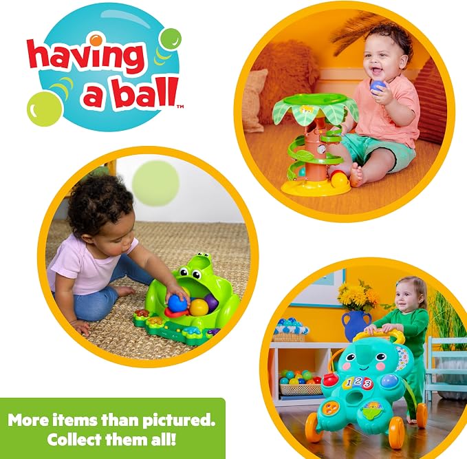 Bright Starts Poppin' Ball Frog Ball Play Toy, Launching, Bouncing & Ramp Racer Toy, Crawl and Chase, Unisex, 6 Months+
