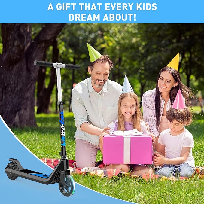 LINGTENG Electric Scooter for Kids Age 6-10, Kick-Start Boost Scooter with Adjustable Speed and Height, Flash Wheel & Deck Lights