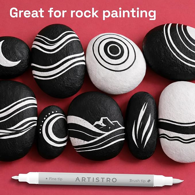ARTISTRO 12 White Acrylic Paint Markers - Paint Pens for Drawing - For Fabric, Rock, Glass, Wood, Molds - Arts & Crafts Gift for Adults, Teens, Kids, Classroom Must Haves & School Supplies