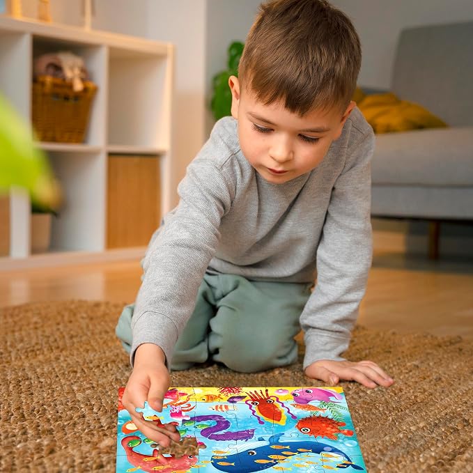 QUOKKA Puzzles for Toddlers 3-5 - 4 x 30 Pieces Puzzles for Kids Ages 2-4 - Animal Learning Jigsaw Puzzle for Kids 4-6 Years Old - Educational Toys for Boy and Girl