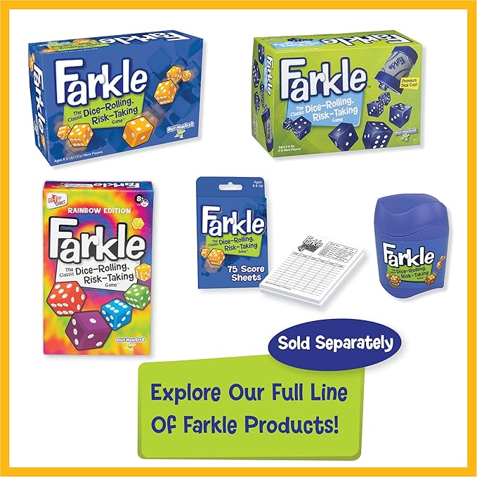 Farkle Classic Dice Game – Kids, Family Games, Travel Game, Adult Games, Board Game, Dice Cup, Summer Toys, Dice Set, , Ages 8+