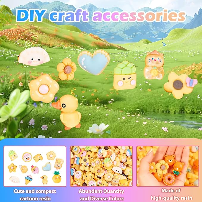 Yellow Series 50pcs Mystery Mini Resin Blind Bags – Tiny Cute Figures for Crafts, Dollhouses, Fairy Gardens, Kids’ Surprise Toys, Christmas Stocking Stuffers & Gifts