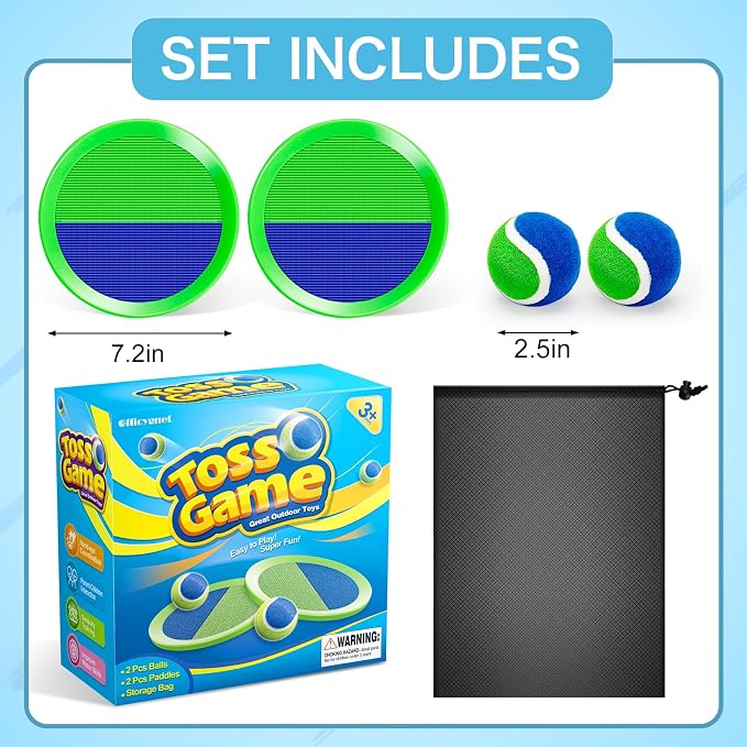 2 Packs Catch Ball Game Set, Outdoor Toys for Ages 3 4 5 6 7 8-12 Year Old Boy Girl, Summer Pool Beach Yard Backyard Camping Sports Play Toy Games for Toddlers Teens Adults Family Game, Birthday Gifts