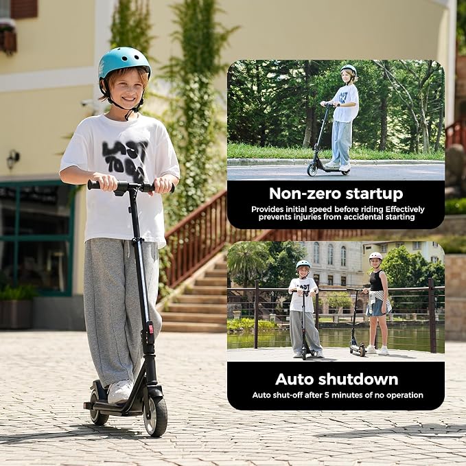 iScooter IK3 Serious Electric Scooter for Kids Aged 6-12, 3/6/10MPH Speed, Dual Brake System, 3 Heights (IK3Pro), Magnetic Charging, Colorful Lights, LED Display, 150W Motor Kids Scooter