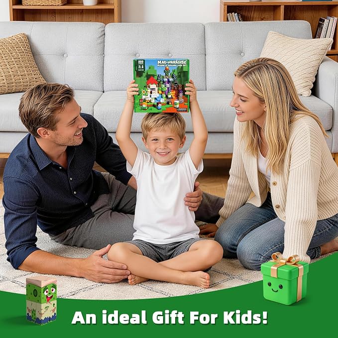 200PCS Magnetic Blocks, Magnetic Building Cube Set for Kids Ages 3+, Constructions STEM Stacking Tiles Toy Building Birthday Gifts for Boys Girls