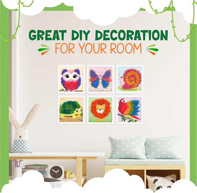 jackinthebox Poke Poke Art – Animals Theme, Mess-Free Fabric Art and Craft, Flower Pressing Kits, Gift for Kids, Gift for Girls and Boys Ages 4 5 6 7 8