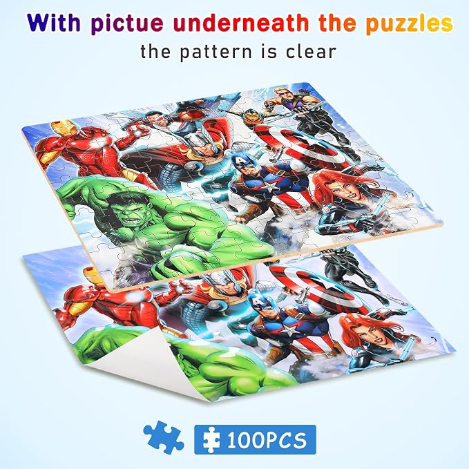 100 Pieces Puzzles for Kids Ages 4-8,Cool Jigsaw Puzzles for Kids in a Metal Box,Kid Boys Girls Children Learning Educational Puzzles Portable Box Pack Toys