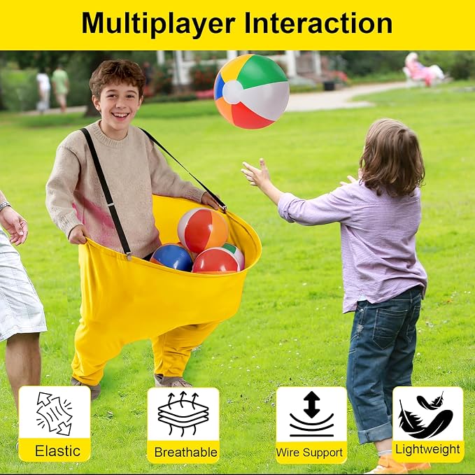 17 PCS Granny Pants Yard Game Easter Games Set, 2 Oversized Granny Funny Pants with 10 Balls, 2 Air Pumps, Outdoor Tossing Games for Kids Backyard Lawn Easter Carnival Party Reunion Gathering 4+ Ages