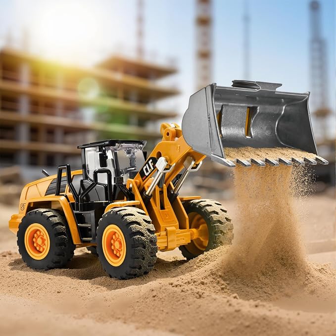 Bulldozer Toys for Boys, Bulldozer Toy with Movable Front Loading Arm and Liftable Bucket, Toy Bulldozers Construction Vehicles with Simulated Lights,for Kids 3 Year and UP