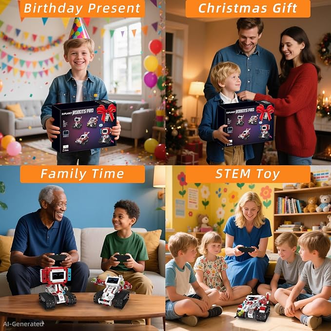 5 in 1 Robot Building Blocks Set, APP & Remote Control Programmable STEM Toy with Dynamic LED Eyes, Articulated Head & Arms, Educational Building Blocks Gift for Boys Girls 8-16, 358PCS