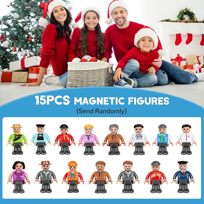 15PCS Magnetic People Figures for Kids-Community Helpers Toys Perfect for Magnetic Tiles Building Blocks,STEM Learning Toddlers Christmas Birthday Gifts,Magnet Tiles Expansion Pack(Styles May Vary)