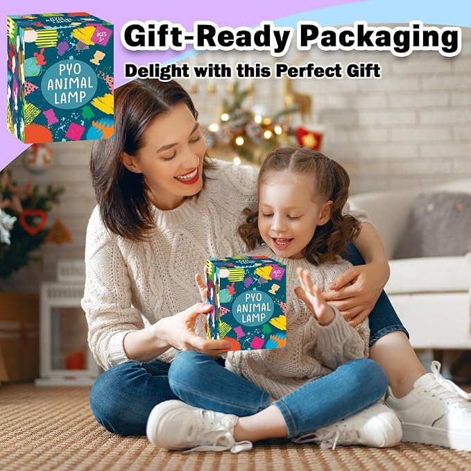 FUNZBO Paint Your Own Bear Lamp Kit - Arts and Crafts Supplies Painting Kits for Kids Teens, DIY Night Light Toy for Girls Boys Ages 3 4 5 6 7 8 9 10 11 12 Birthday Gifts