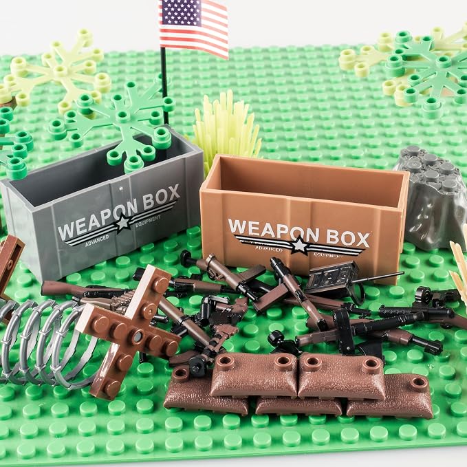 36 Pcs Weapons Pack Military U.S Field Force Weapons Toy Set - Brown Weapons Accessories Weapon Battle Building Blocks Compatible with Major Brand, 3 Years Old and up