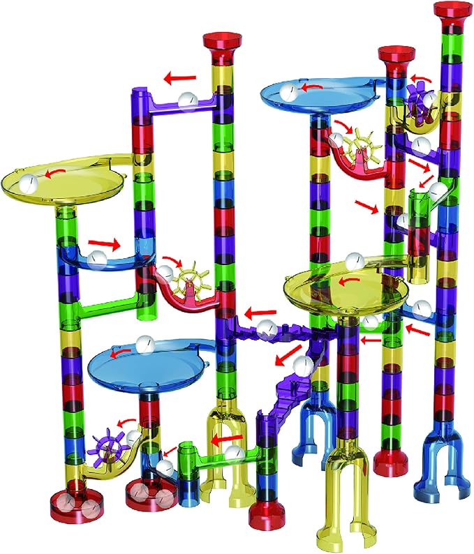 Marble Mania 162 Piece Marble Run Plus Storage Tub for Kids 4-8 Year Old | Storage Tub Included, 162 Pieces, Construction Toys, Educational STEM Toys For 4+ Year Olds