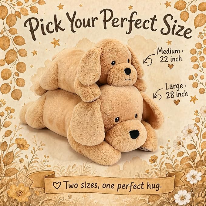 gnomantic Yellow Lab Weighted Stuffed Animals - 22 Inch 4.5 Pounds Weighted Plushies Labradoodle Stuffed Animals - Big Dog Plush Pillow - Cute Plush Toys Gifts for Kids & Adults (22" 4.5 lbs)