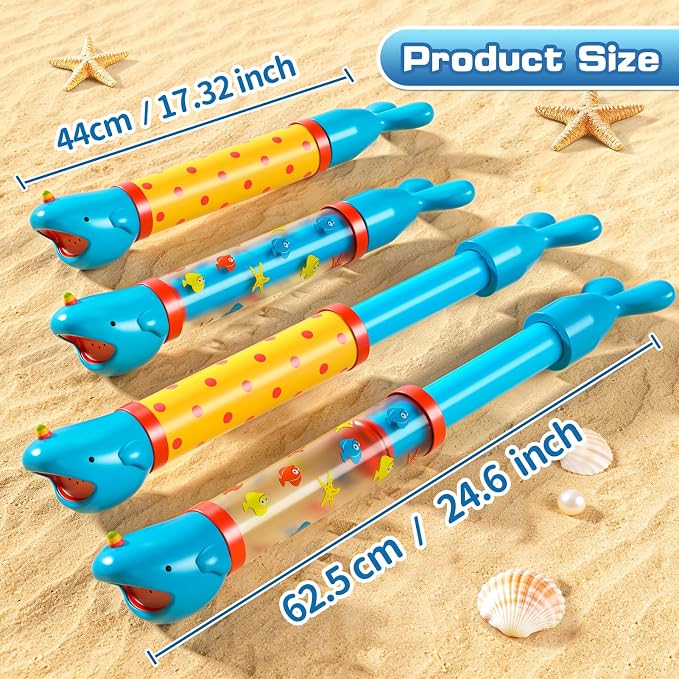 4 Pack Animal Shape Water Gun Blasters for Kids Ages 3-5 4-8, Water Shooter Waterproof Squirt Soakers, Pool Beach Summer Party Toys, Outdoor Water Play Games for Boys Girls Ages 3 4 5 6 7 8 9