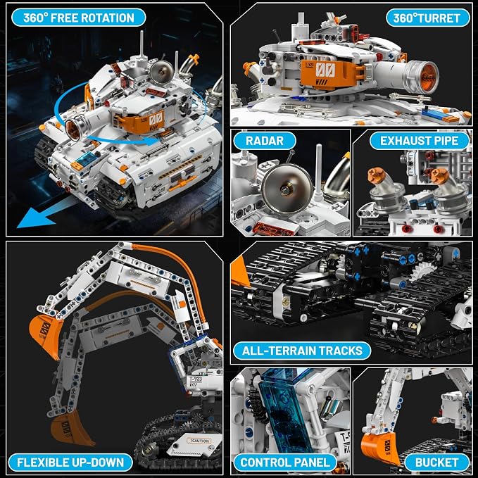 HPROMOT 2 in 1 STEM Building Kit, 1129PCS App & Remote Control Excavator Tank Coding Robot, Technic Programmable Construction Blocks, Educational Engineering Science Gift for Boys Girls Ages 8-16