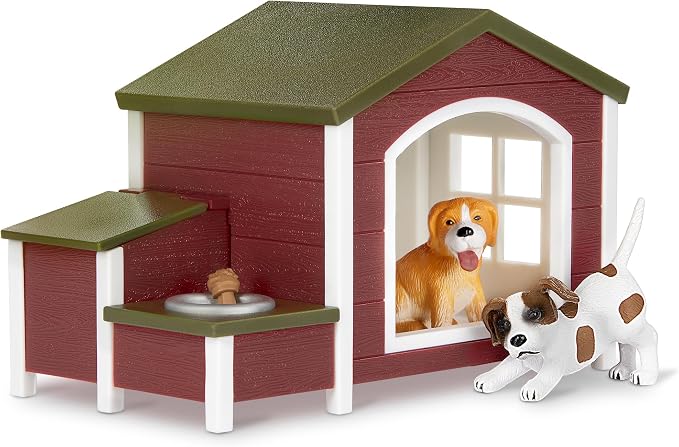 Terra by Battat – 5 Pieces Dog House Playset with Toy Dog Figurines – Durable & Realistic Animal Figures for Toddlers – Educational Playset Encourages Imaginative Play & Early Learning – 3+ Years