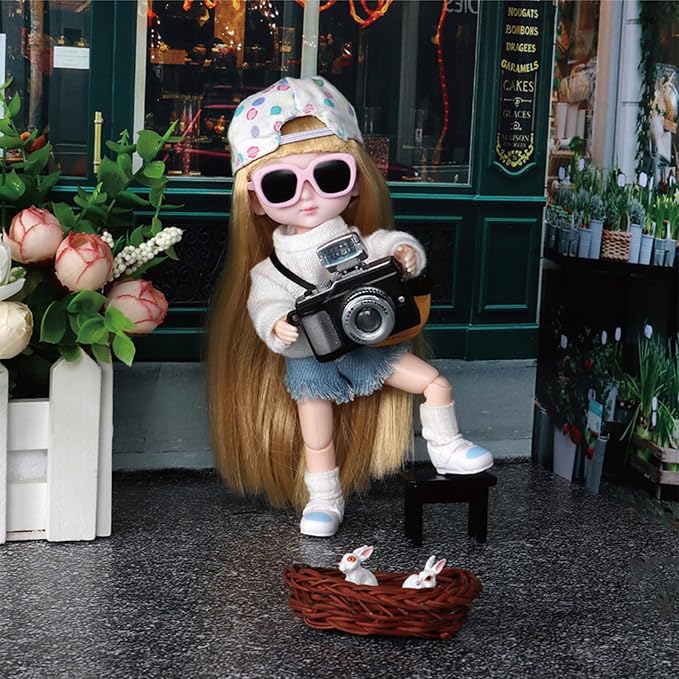 ONEST 6 Pieces Mini Cameras for Doll Accessories Miniature Camera Ornament Mini Dollhouse Vintage Prop Camera for Mini Decoration Furniture Accessories Photography Props
