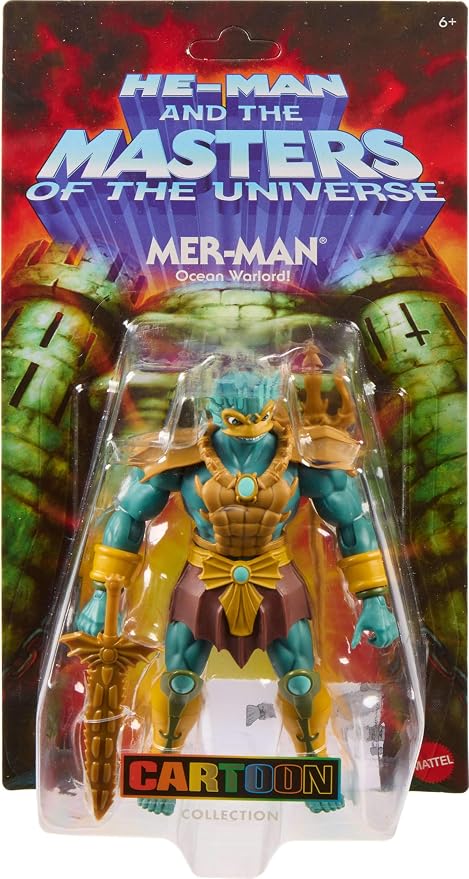 Masters of the Universe Origins Action Figure 200X Cartoon Collection Mer-Man, 5.5 Inch 1980s Motu TV Villain, Detailed Design Trident & Sword
