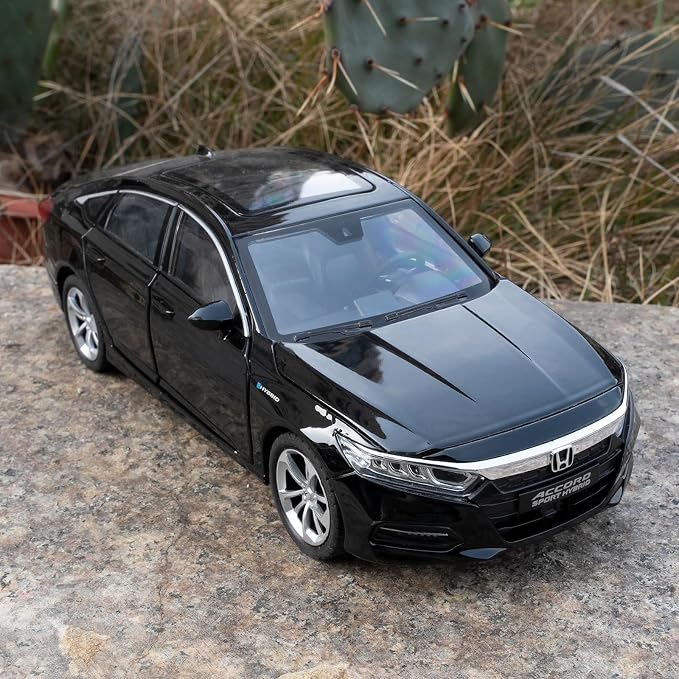 WAKAKAC Toy Cars Compatible for 1:24 Accord Model Cars, Pull Back Die-cast Vehicles with Sounds&Lights for Kids Boys Girls and Adults, Gift Black