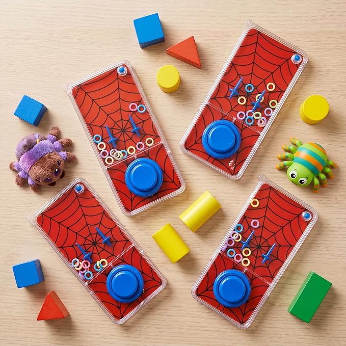 12 Pcs Spider Party Favors for Kids Handheld Water Games Water Ring Toss Toys, Red Spider Web Birthday Goodie Bags Stuffers Return Gifts Classroom Prize Rewards Bulk