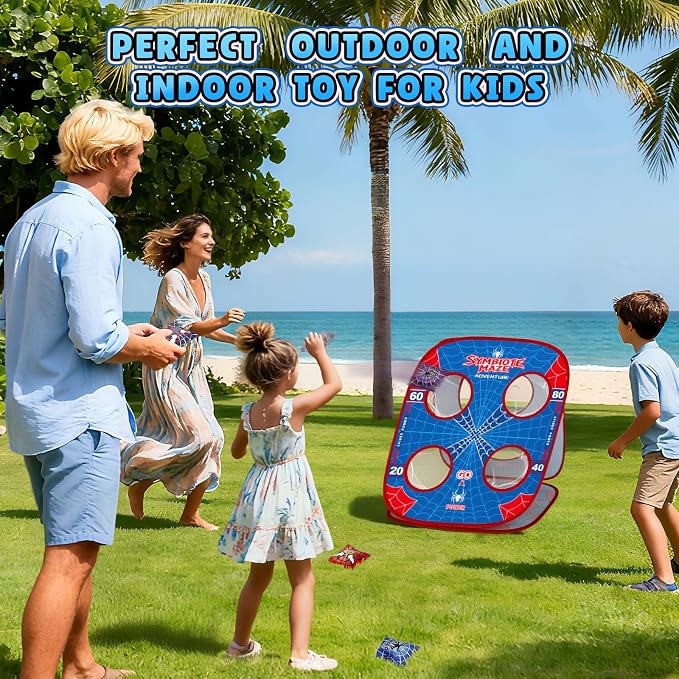 Spider Bean Bag Toss Game for Kids Age 4-8, Cornhole Board Outdoor Toys for Toddlers Party Carnival Outside Games Toy Christmas Birthday Gifts for Kid Boys Girls 3 4 5 6 7 8 9 Year Old