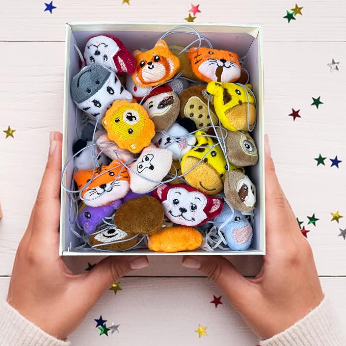 40 PCS Mini Jungle Animal Plush Toys Set Cute Small Animal Stuffed Keychain for Party Favors Keychain Ornament for Goody Bag Easter Egg Stuffers Carnival Birthday Party Classroom Prizes 20 Styles