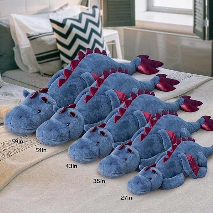 Pterosaur Stuffed Animal with Wings - Cute Soft Dinosaurs Plush Toys Little Flying Dragon Plushies Pillow Doll Christmas Birthday Gifts for Kids Boys Girls (Blue,35.43inch/90cm)