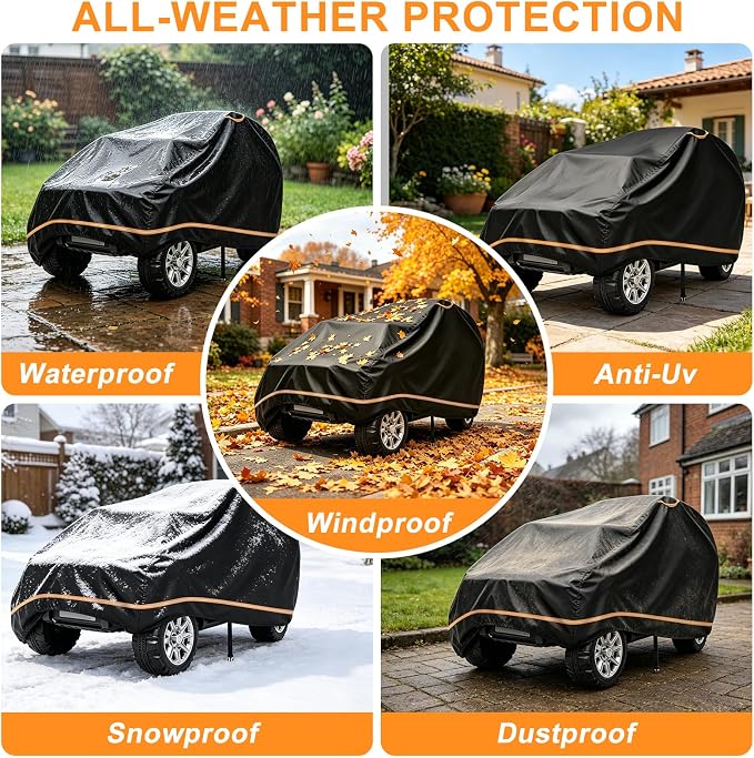 Ride-On Toy Car Cover for Toddler Electric Vehicles, 52" x 28" x 24" | Water Resistant, Reflective Strips, Windproof Design, All-weather Protection