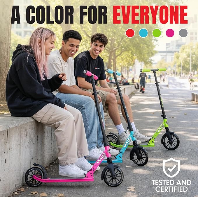 Kick Scooter for Kids, Teens & Adults - Lightweight Durable Frame, Smooth Ride, Sturdy Deck - Fun Rides for All Ages - Madd Gear