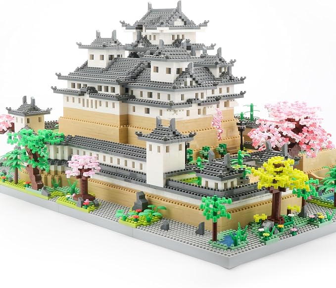 JXRLMB Japanese Micro Building Blocks Sets for Adults 10080 PCS Japan Himeji Castle with Cherry Blossoms Model Kit Big Architecture Landmarks Collection Kit